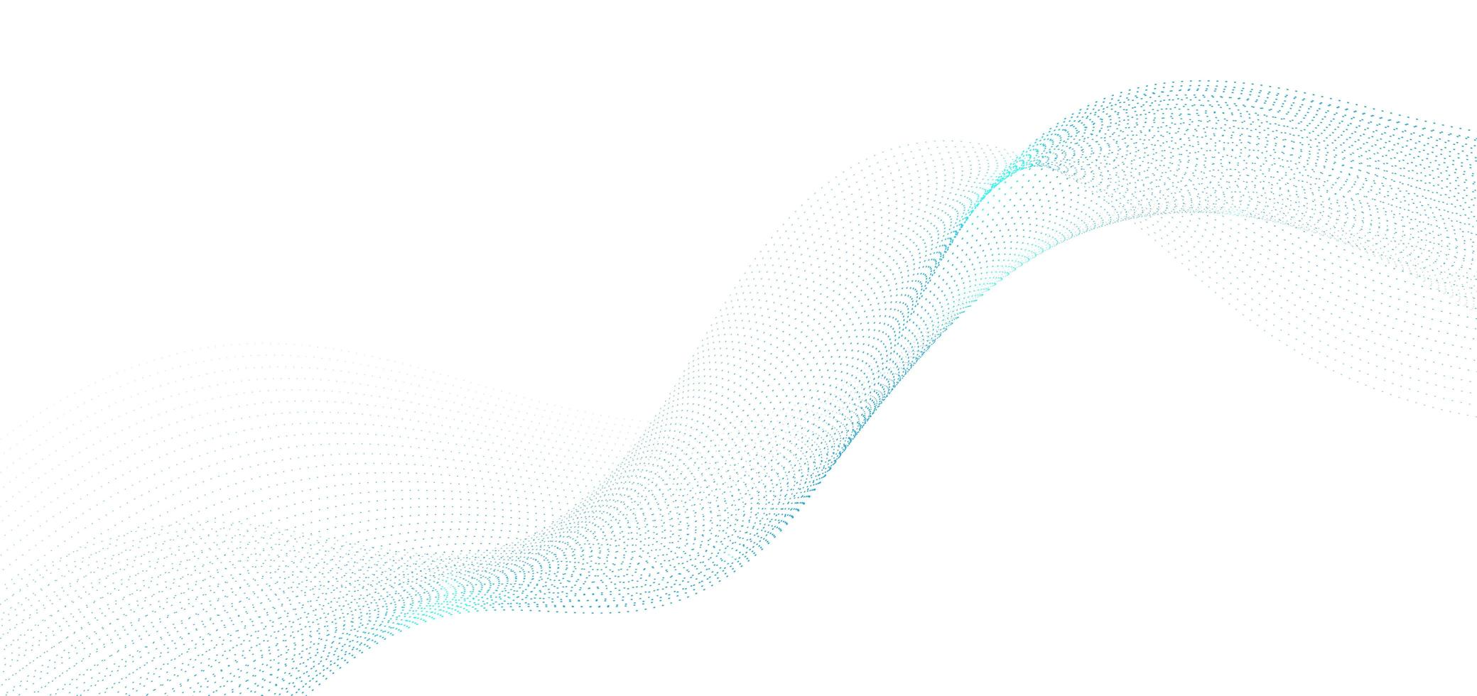 Abstract technology dots particles wave line on white background. vector