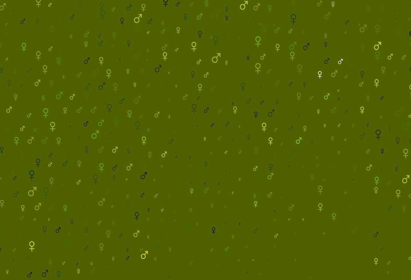 Fondo de vector verde claro, amarillo con símbolos de género.