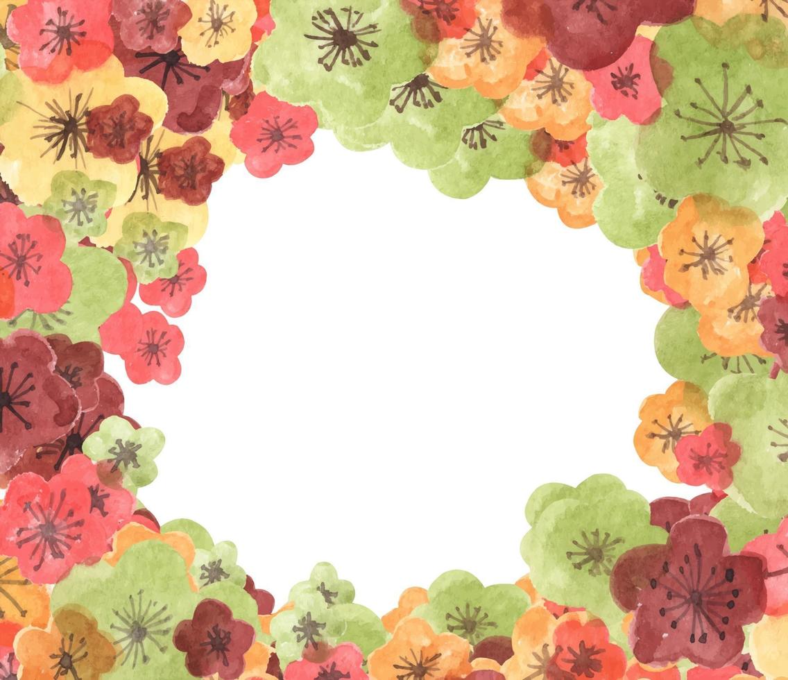 Frame from sakura flowers. Watercolor illustration. vector