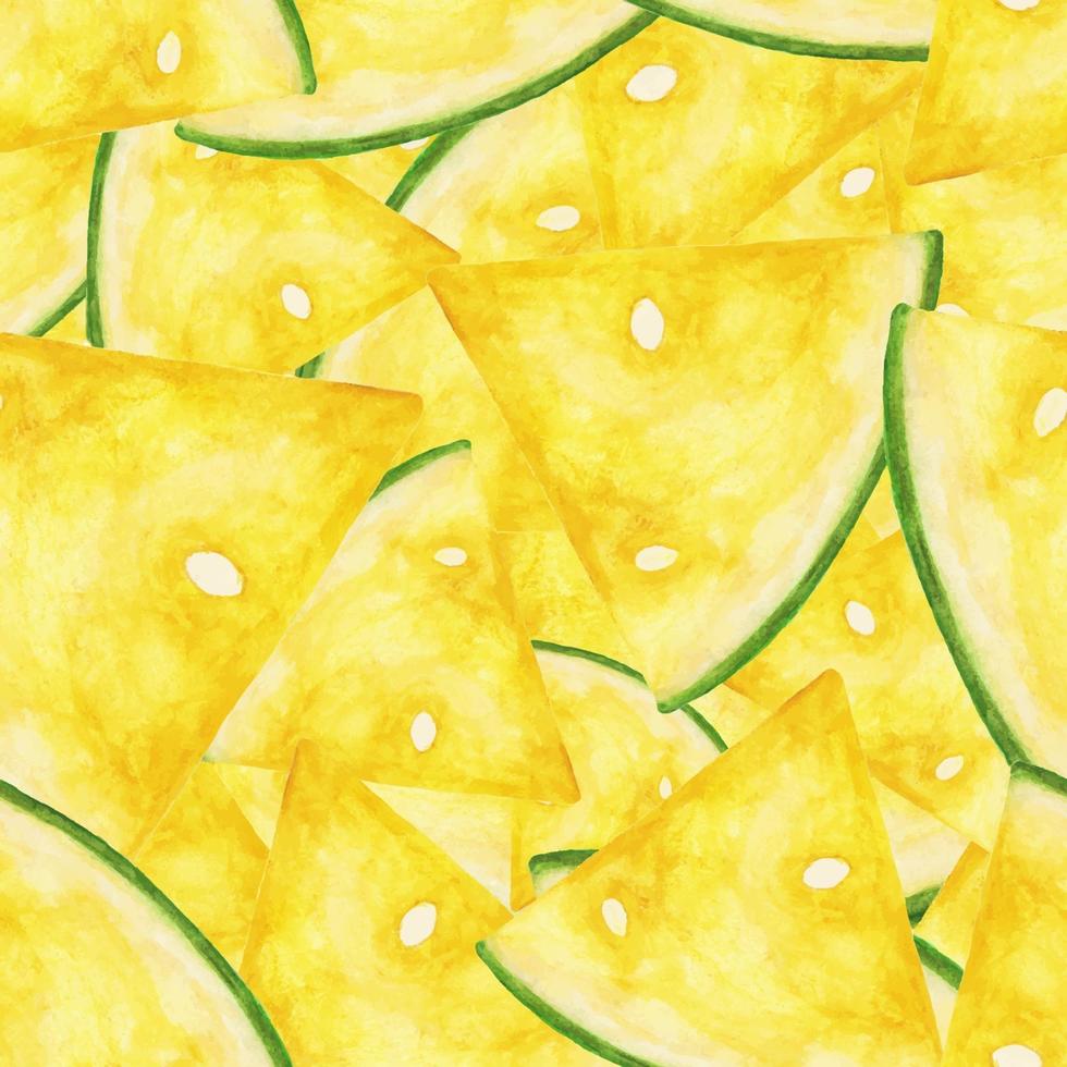 Seamless pattern made of yellow watermelon slices. vector