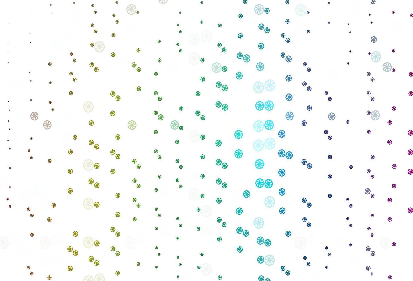 cubierta de vector de arco iris multicolor claro con hermosos copos de nieve.