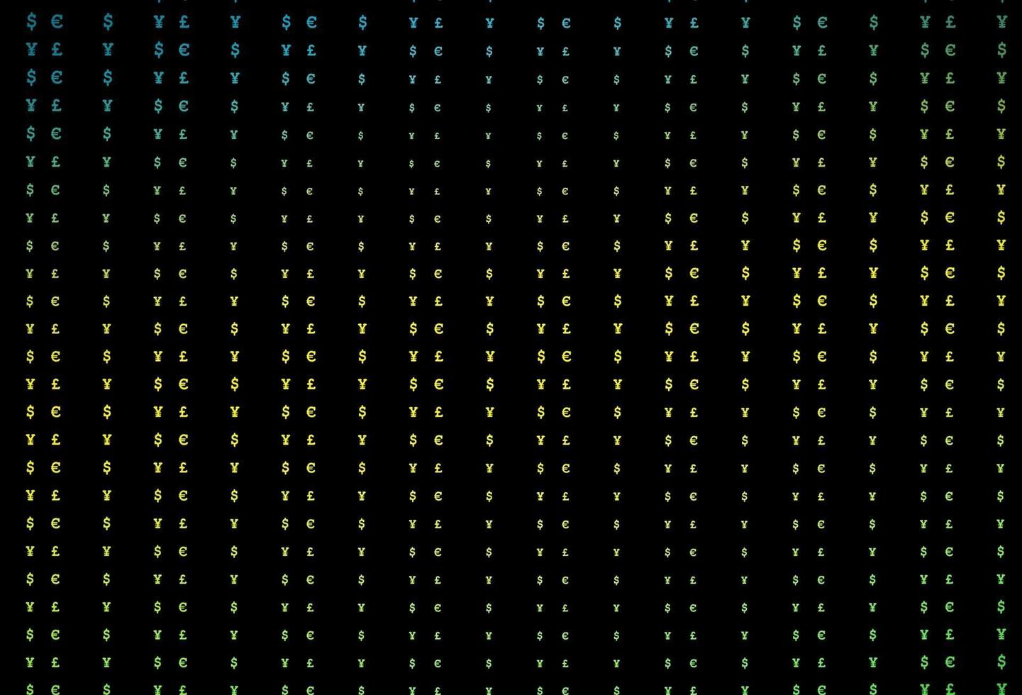 Dark green, yellow vector texture with financial symbols.