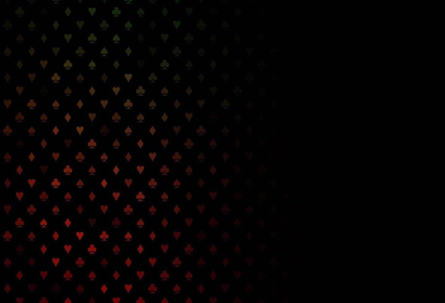 Dark green, red vector background with cards signs.