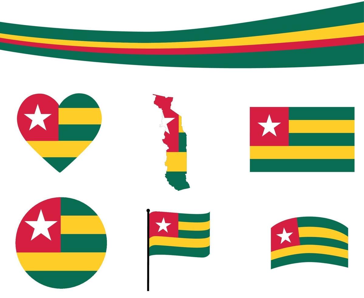 Togo bandera mapa cinta y corazón iconos ilustración vectorial abstracto vector