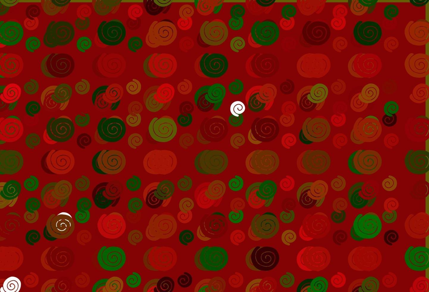 patrón de vector verde claro, rojo con círculos curvos.