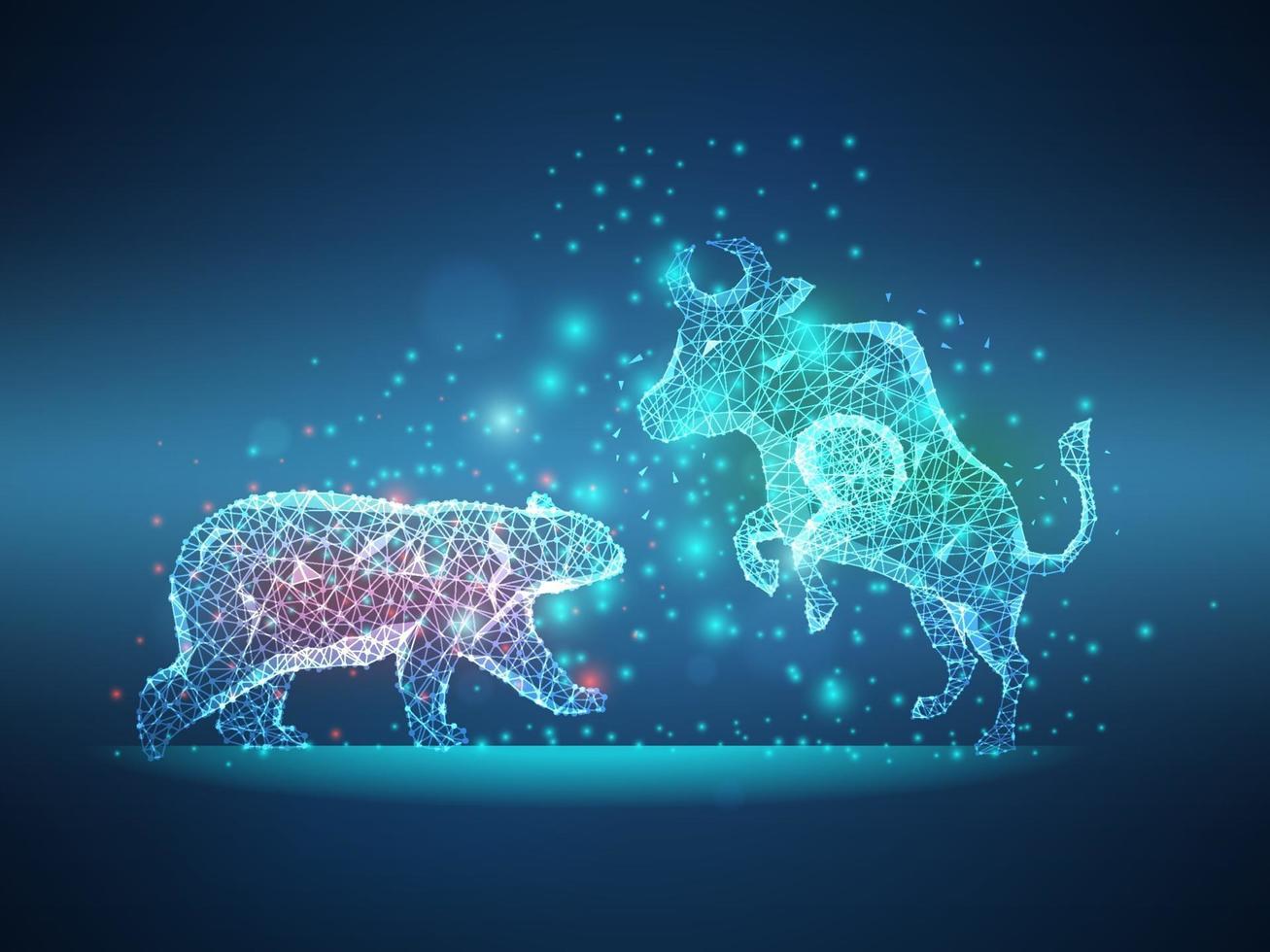 abstract bear and bull low polygon wireframe vector