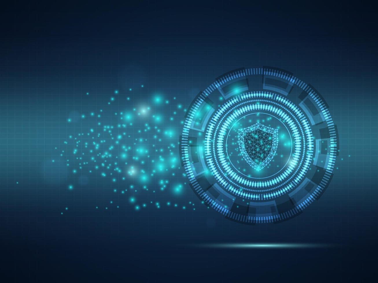 abstract futuristic protection with wireframe shield vector