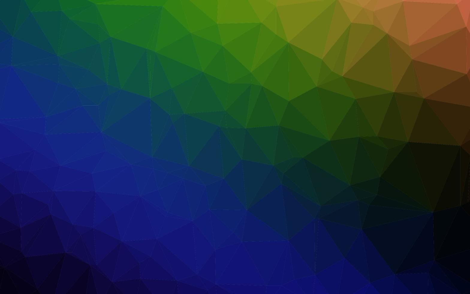 multicolor oscuro, vector de arco iris brillante plantilla triangular.