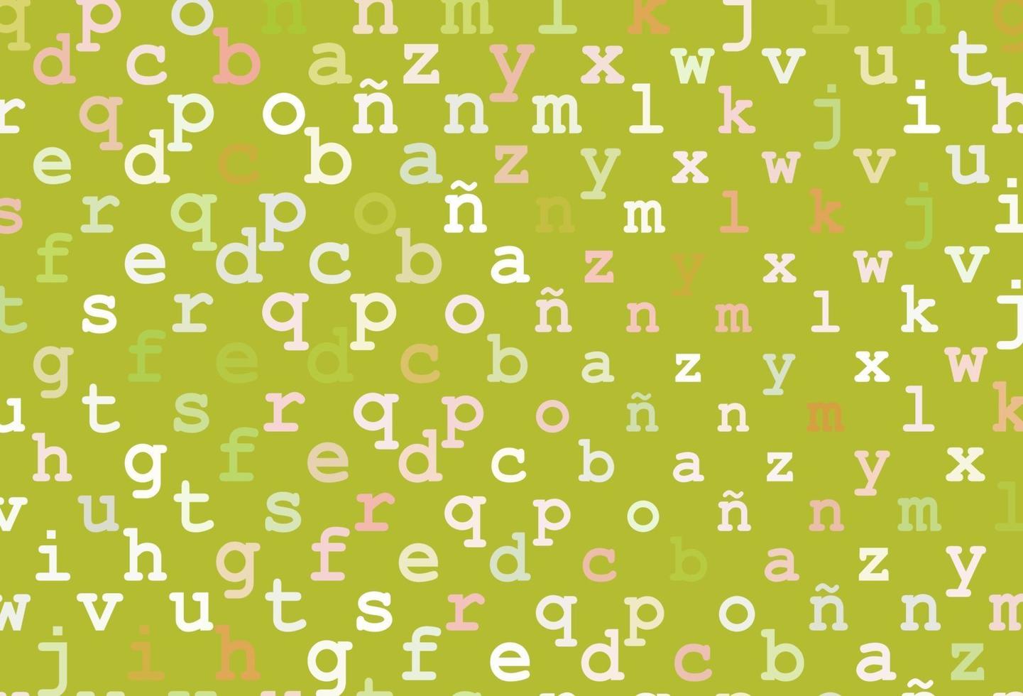 Light green, red vector background with signs of alphabet.