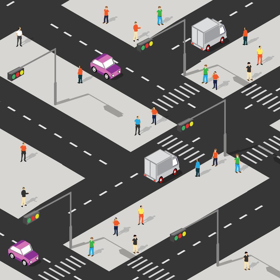 Isometric Street crossroads 3D illustration of the city vector