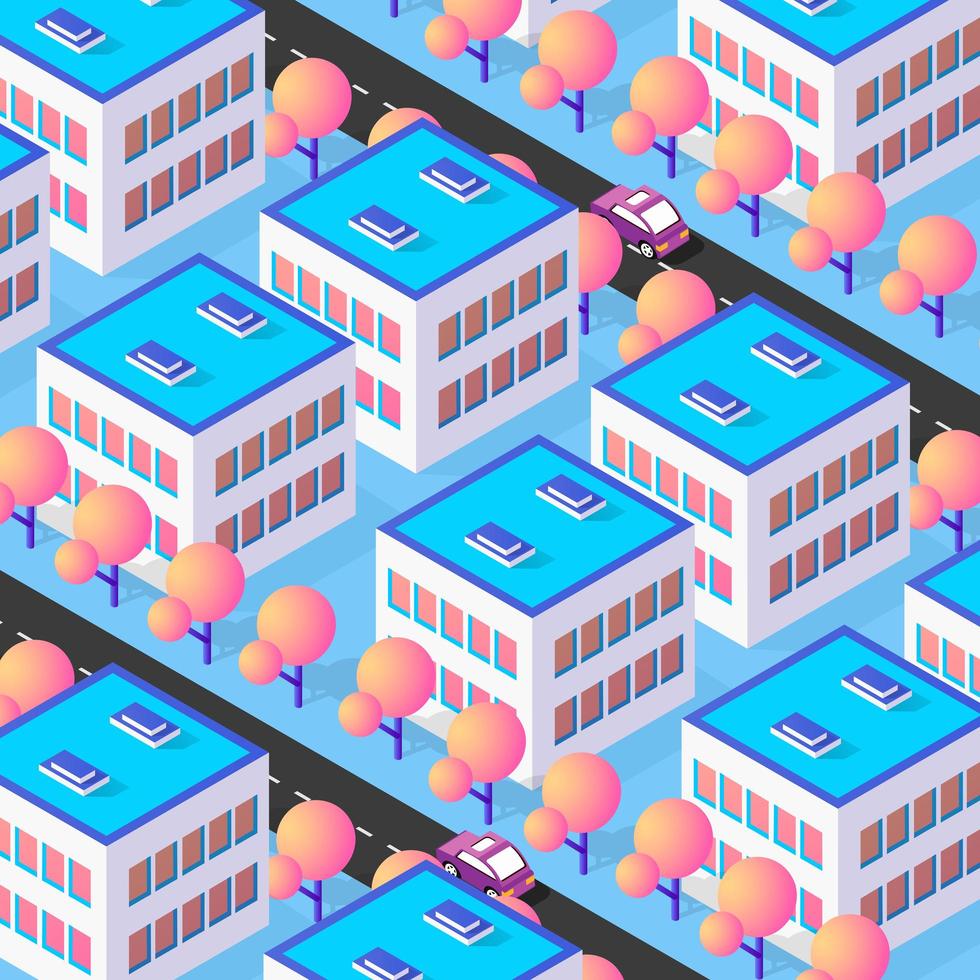 Isometric 3d street downtown architecture district part vector