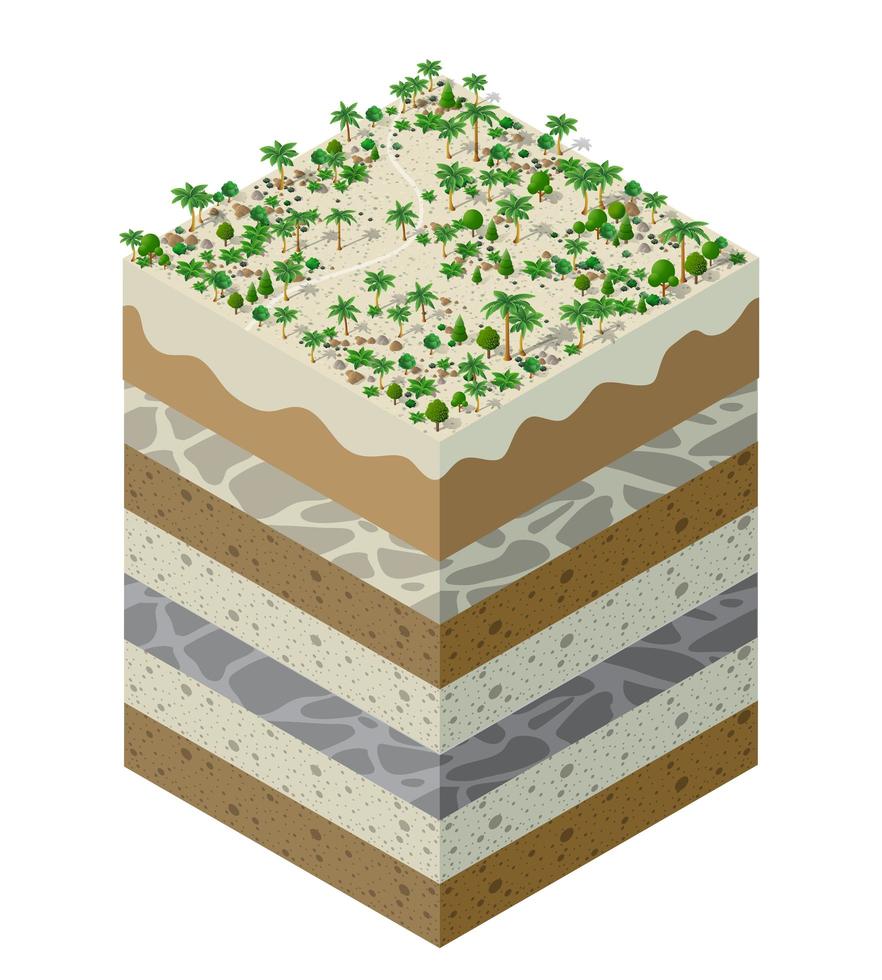 Capas de suelo de granja forestal geológicas y subterráneas vector