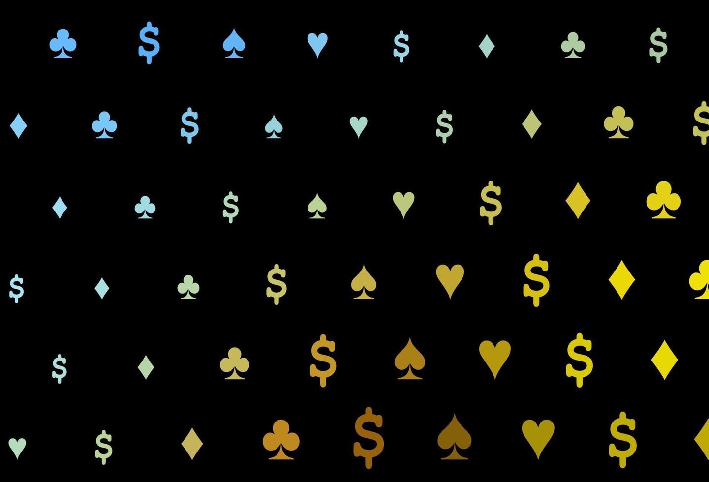 Dark blue, yellow vector pattern with symbol of cards.