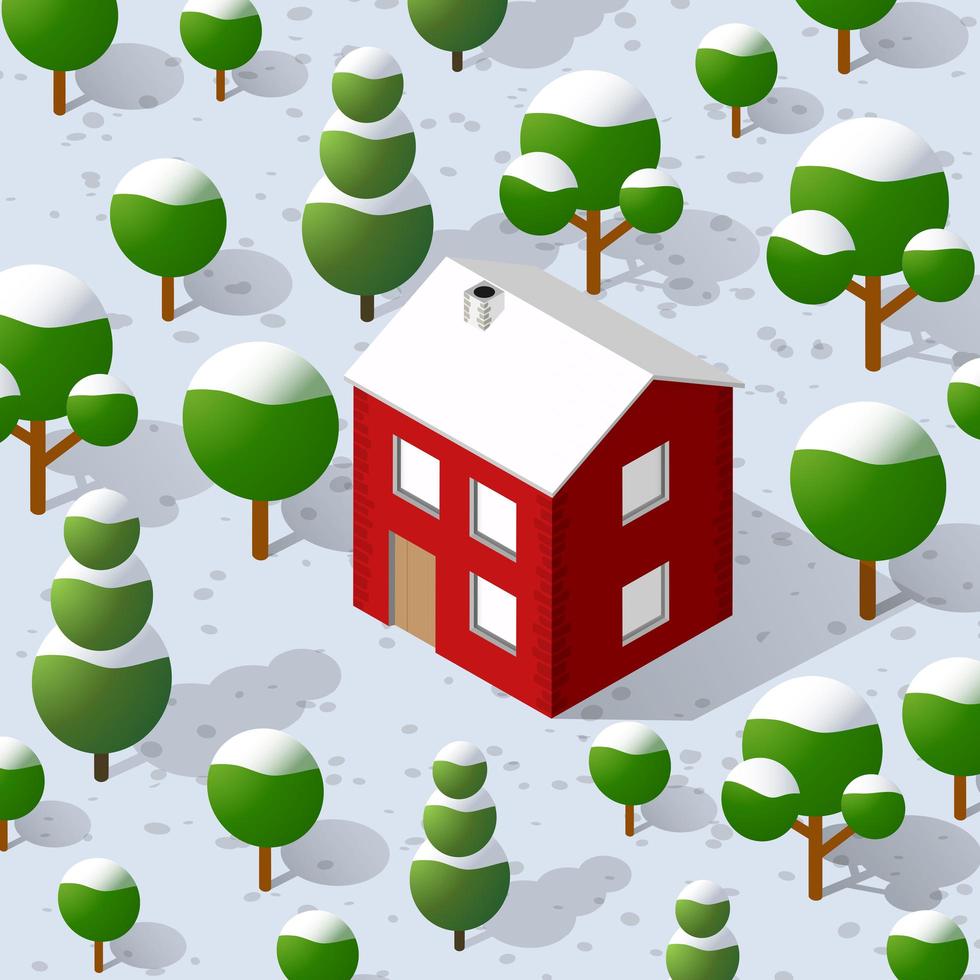 Christmas winter vacation home in the woods vector