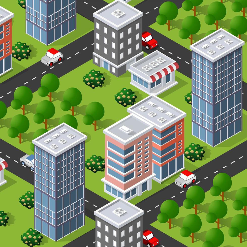 Isometric 3d street downtown architecture district part vector