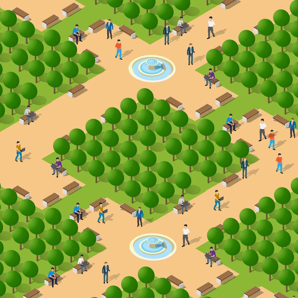 Isometric people walking lifestyle vector