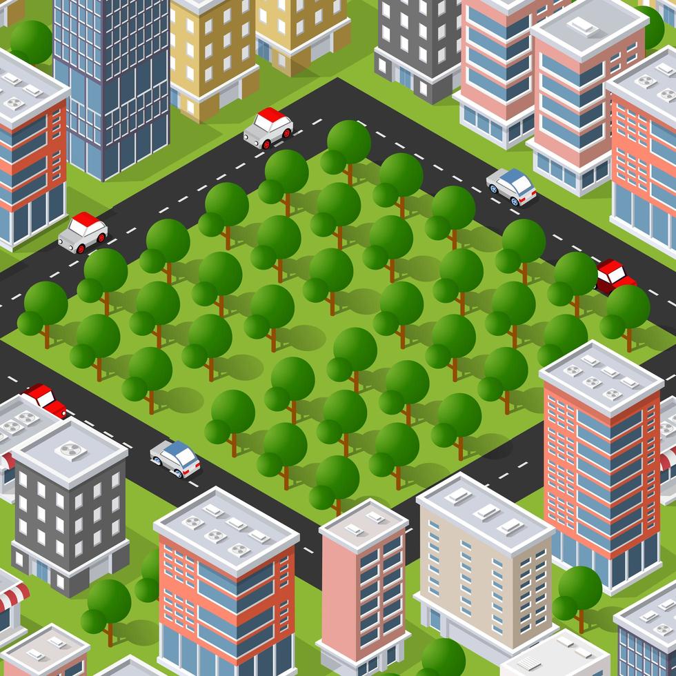 Isometric 3d street downtown architecture district part vector