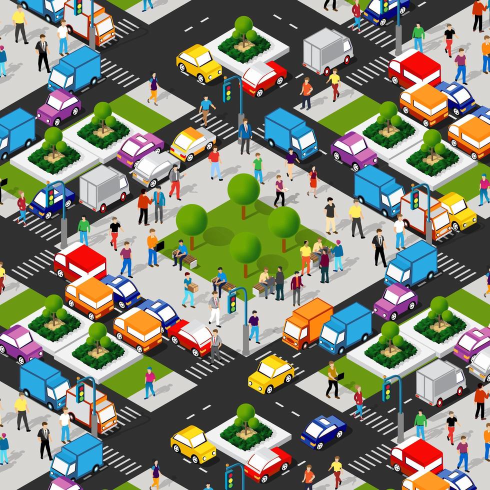 Transport Logistics 3D Isometric City illustrated template vector