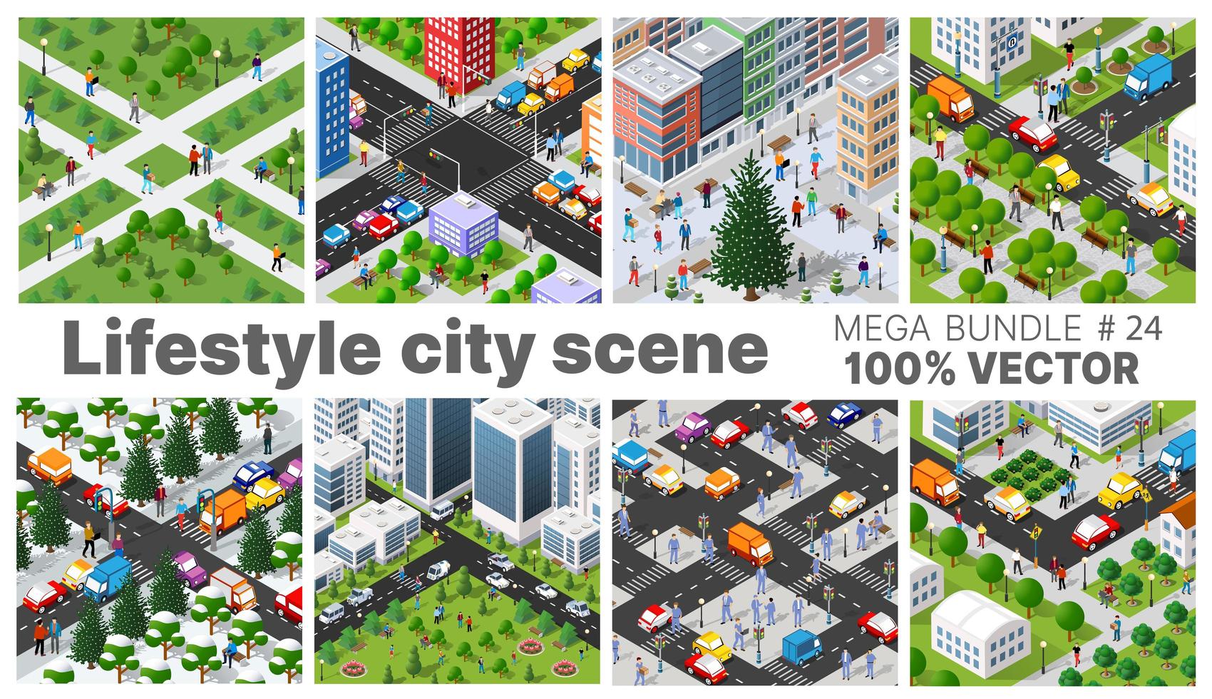 la escena del estilo de vida de la ciudad establece ilustraciones en vector