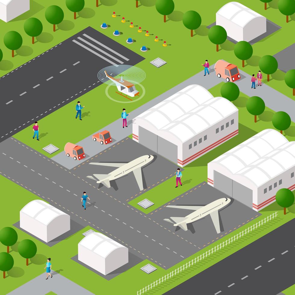 Isometric 3D illustration of the city quarter with houses vector