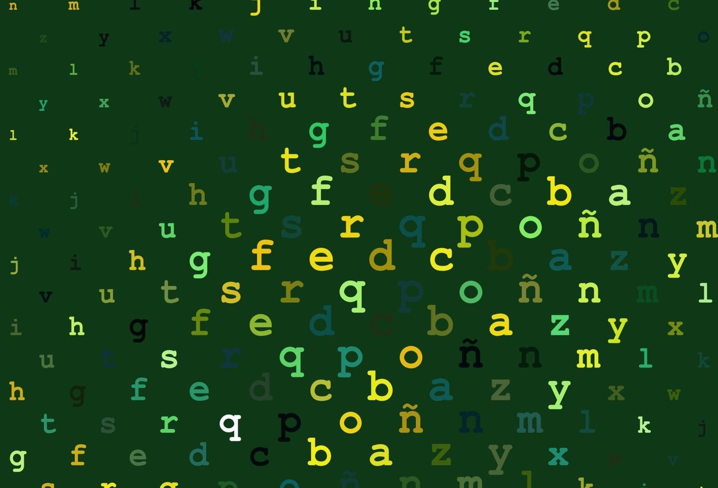 Dark blue, yellow vector background with signs of alphabet.