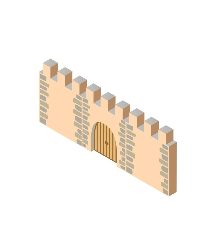 Fort ancient historic antique fortress castle isometric building vector