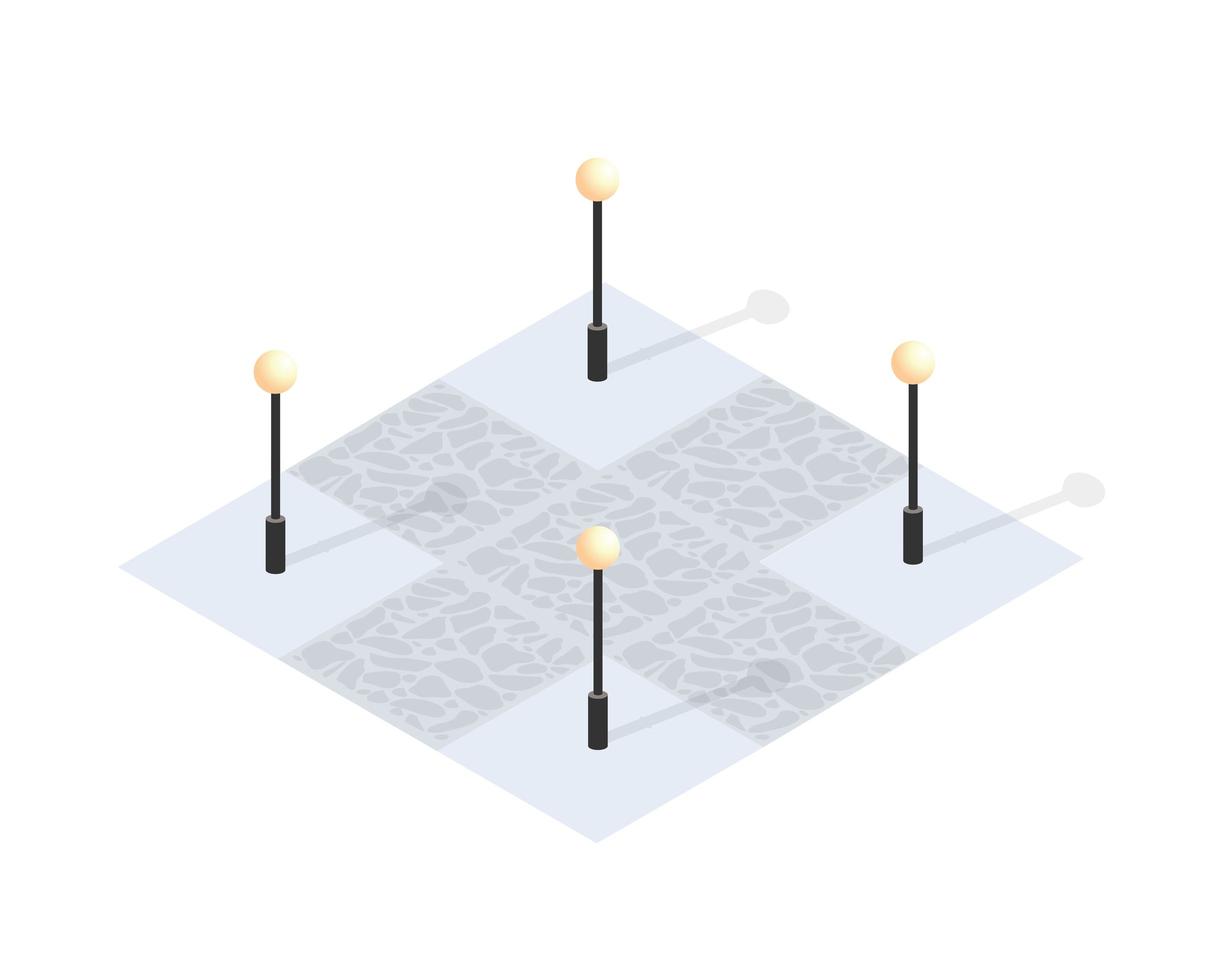 Isometric Winter Park with snow, trees vector