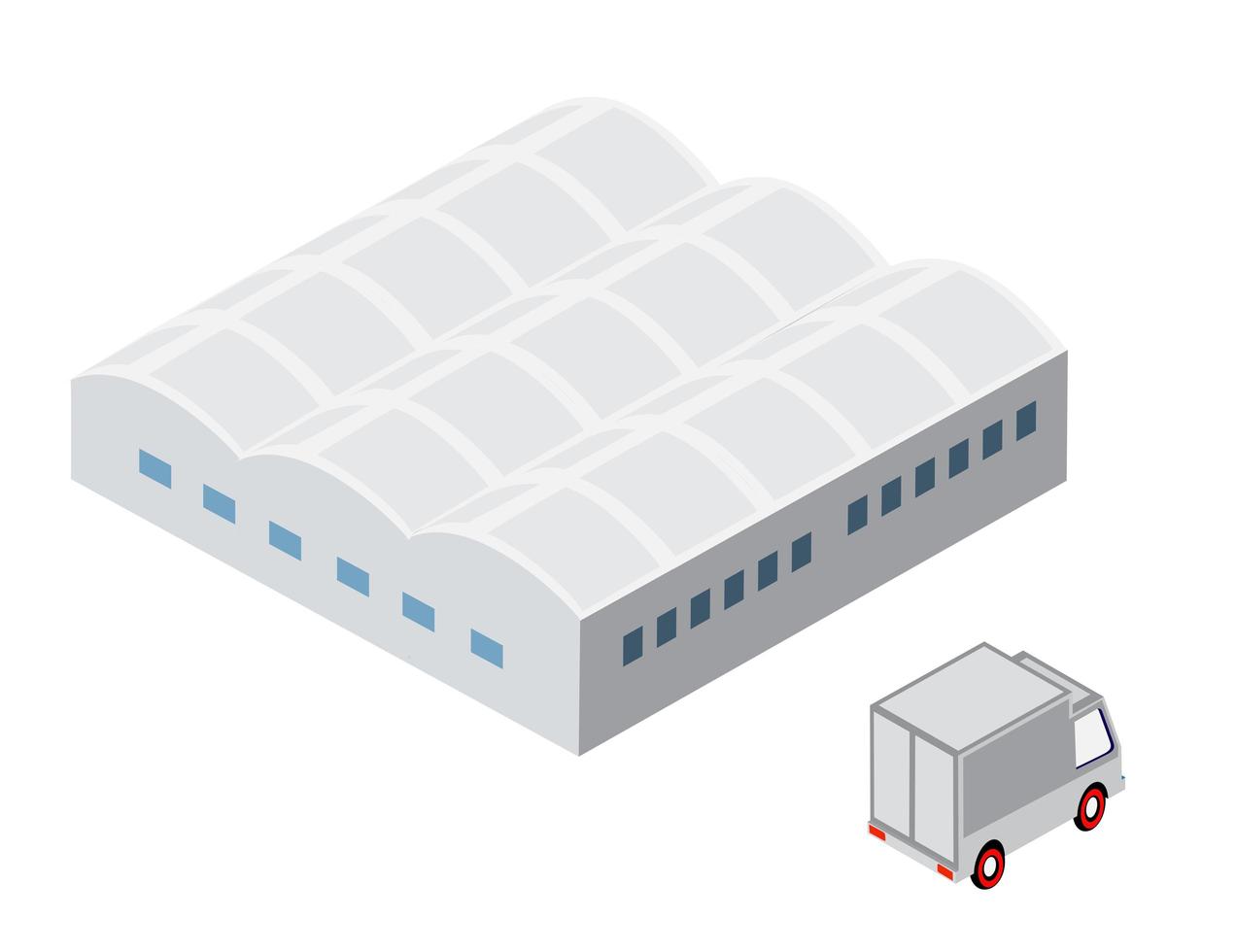 isométrico 3d ciudad módulo industrial urbano fábrica vector