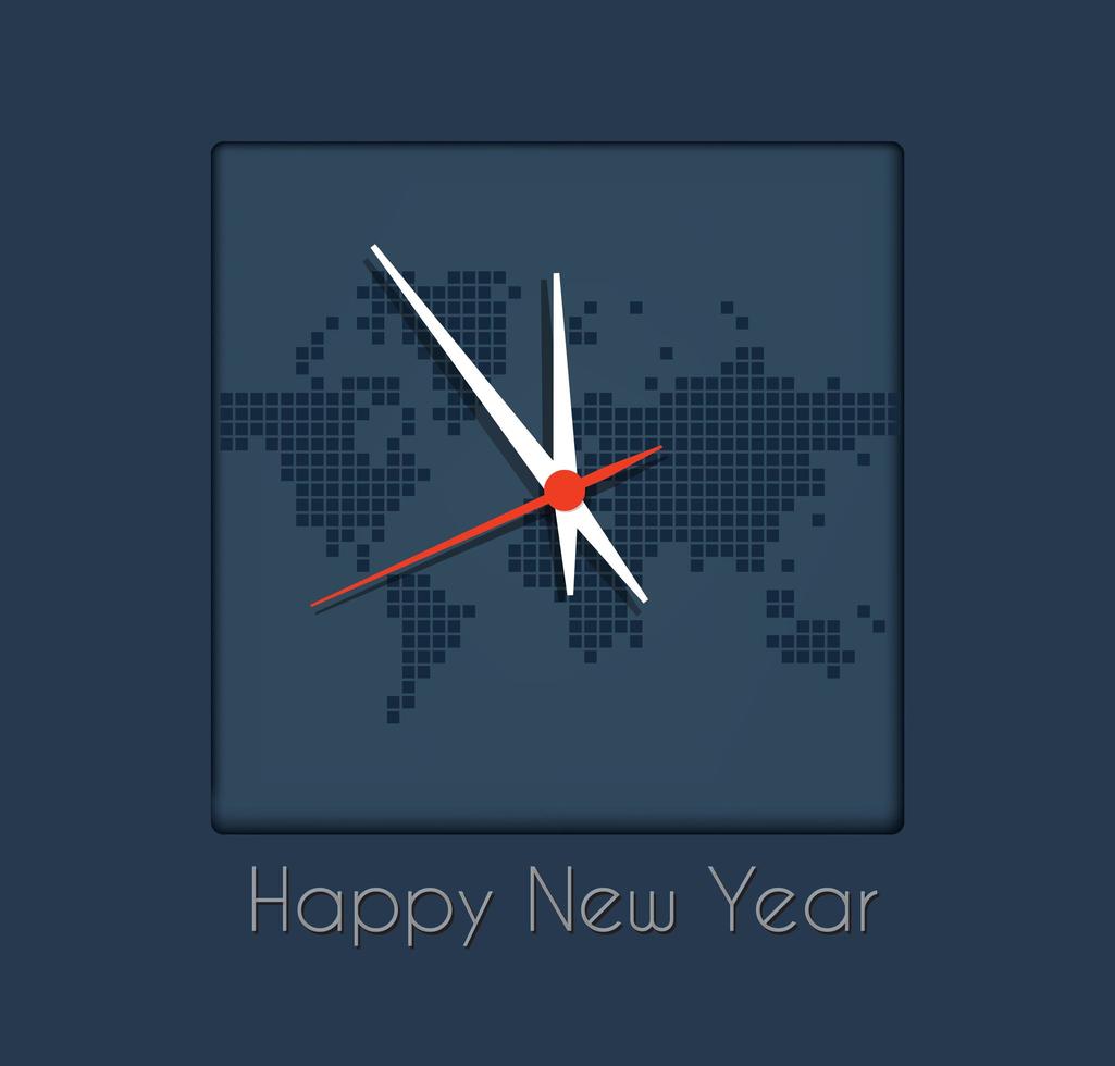 Happy New Year, the clock counts down the last minutes vector