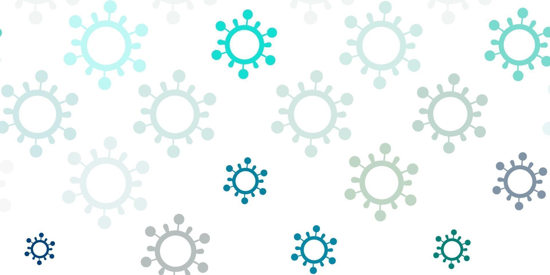 Light Blue, Green vector background with covid-19 symbols.