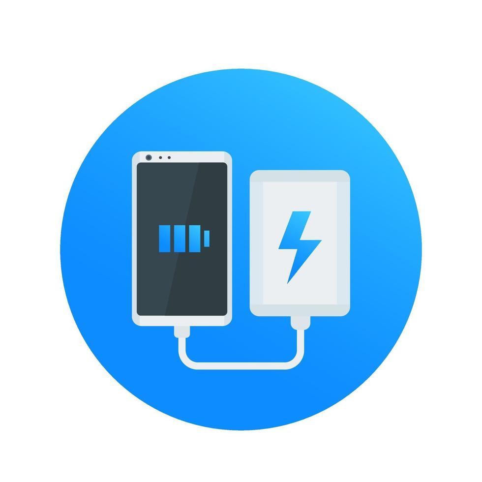 power bank and smartphone icon, portable phone charging device vector