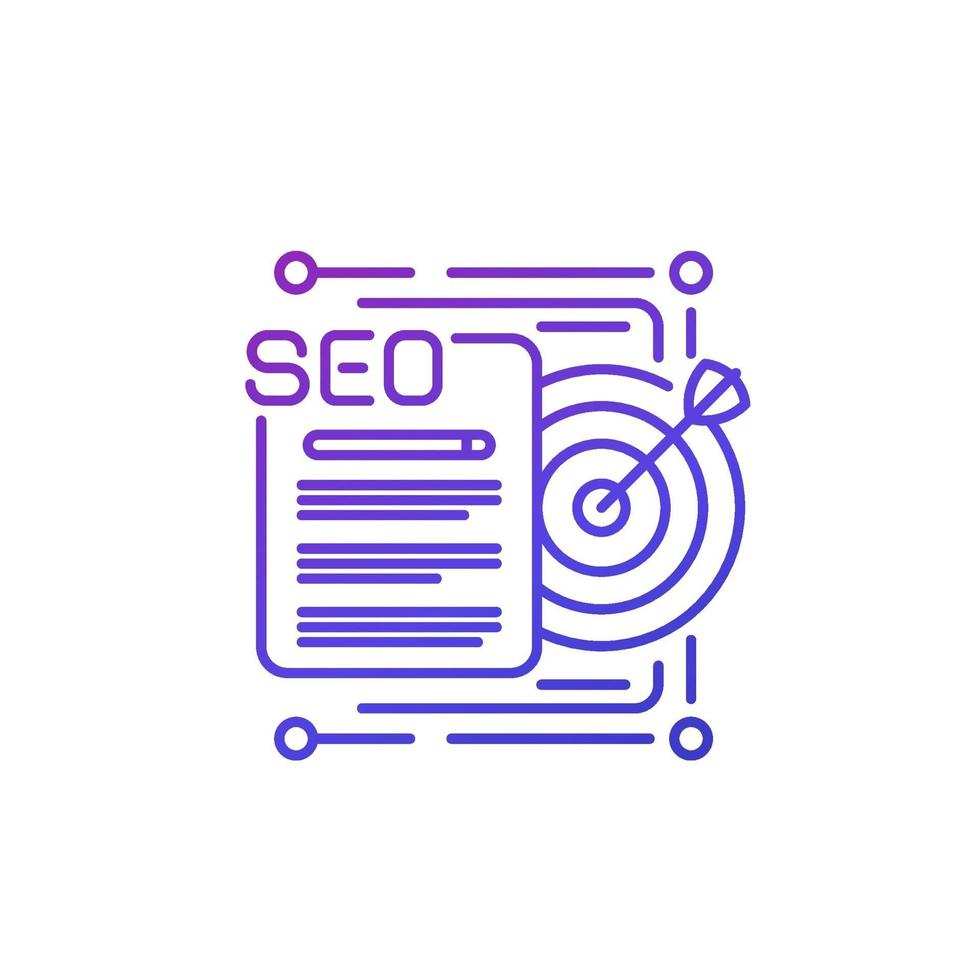 icono de línea de orientación seo en blanco vector