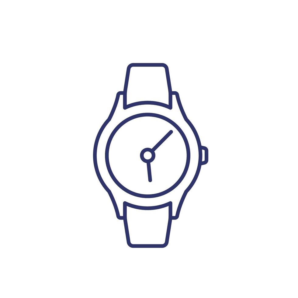 watch, classic wristwatch line icon vector