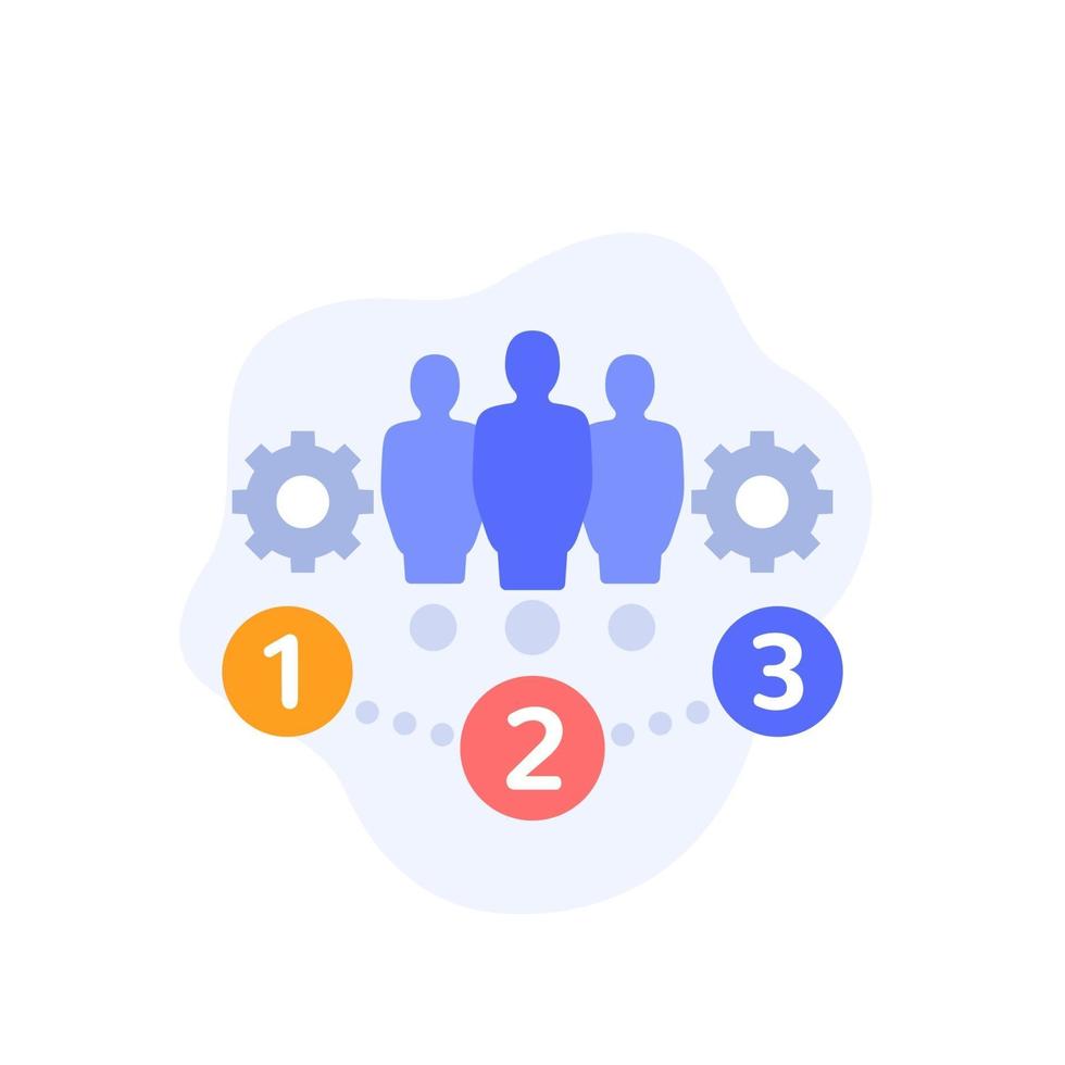 team management icon with gears vector