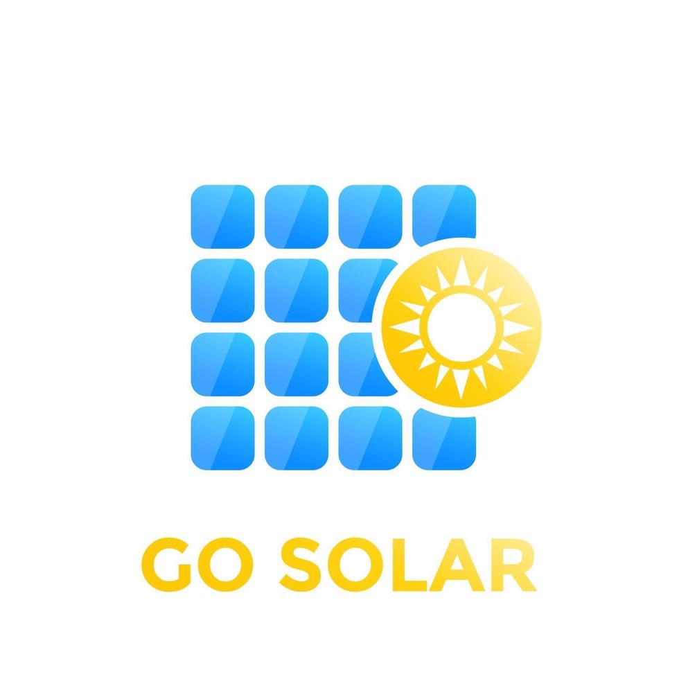 solar panel icon, vector logo on white