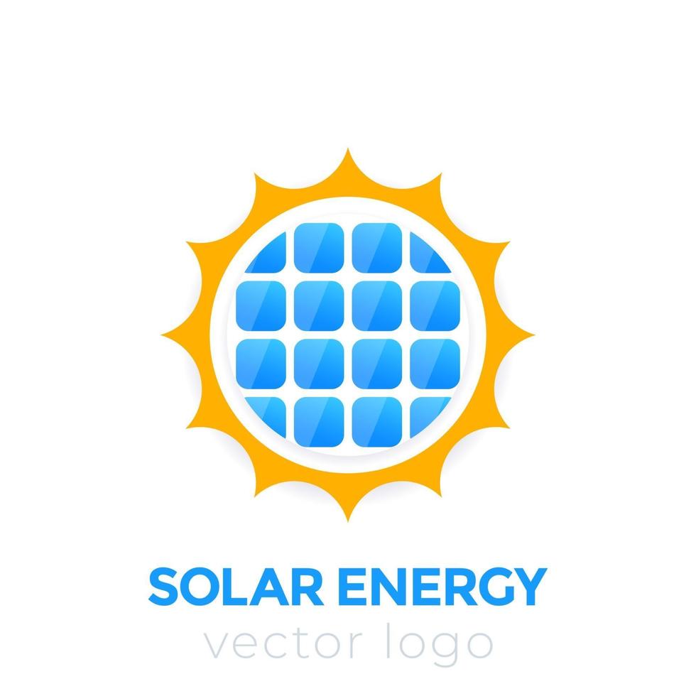 logotipo de vector de energía solar, sol y panel solar