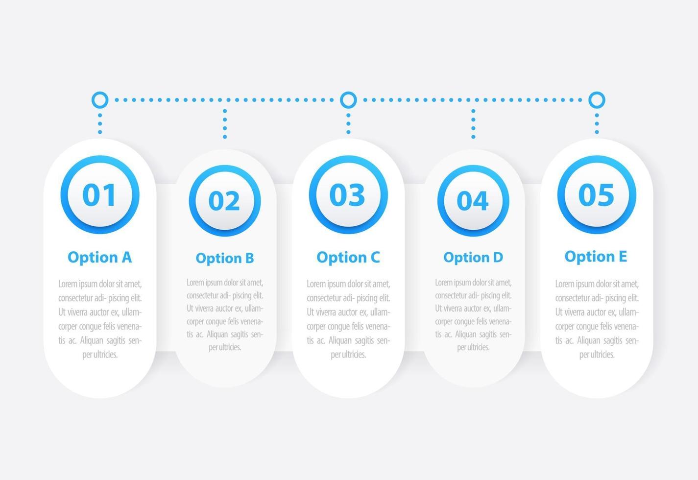 1, 2, 3, 4, 5 pasos, infografías de negocios, línea de tiempo vectorial vector