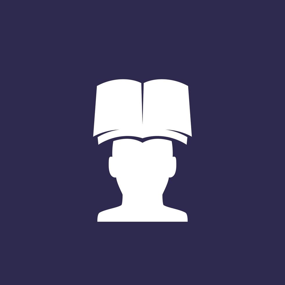 book and head vector icon