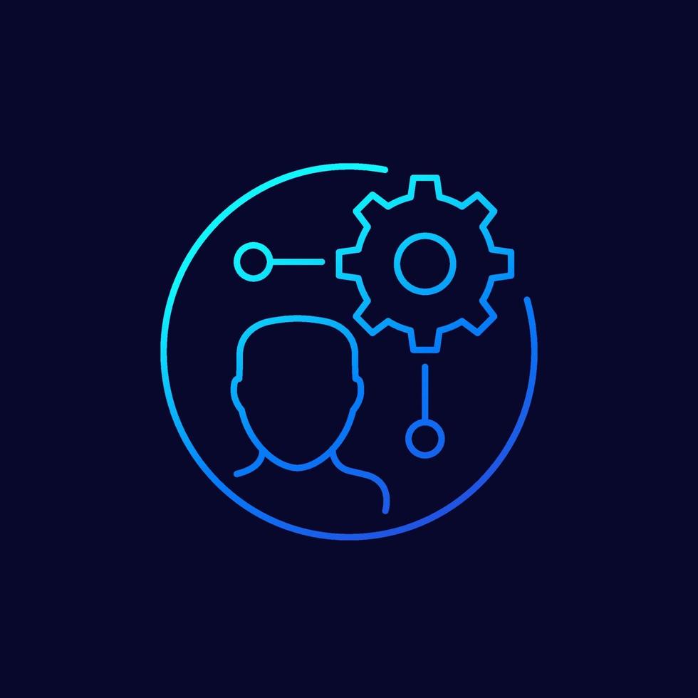 man and gear line vector icon
