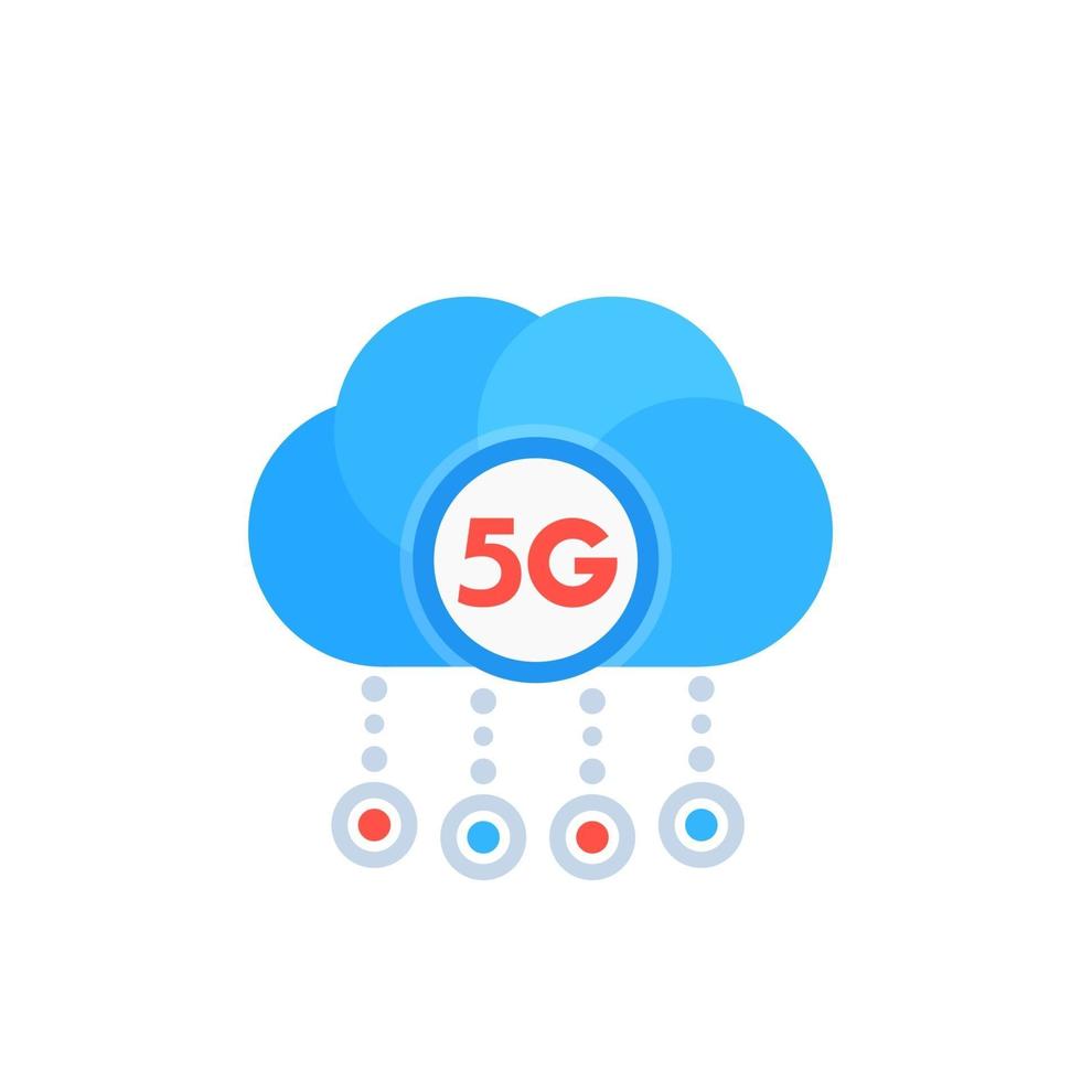 5G network icon with cloud, vector