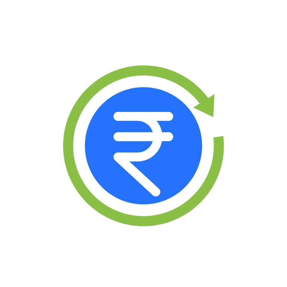 icono de devolución de dinero de rupia india, vector