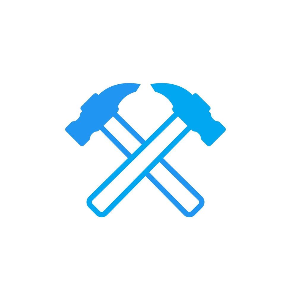 crossed hammers vector icon on white