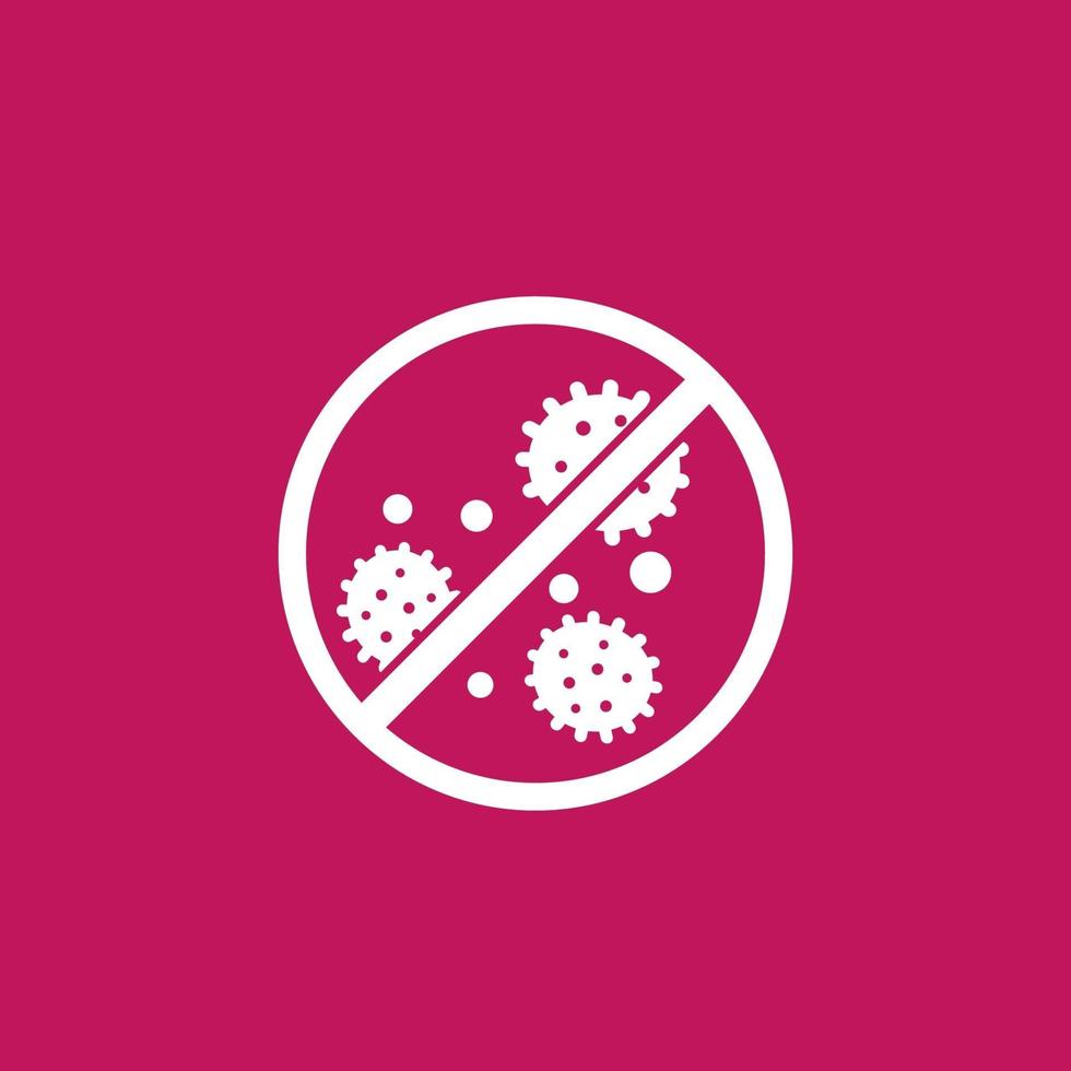 antibacterial, no bacteria vector icon or sign