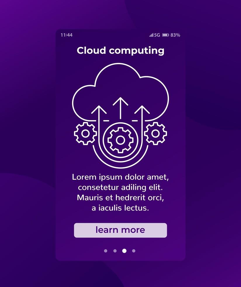 diseño de banner móvil de computación en la nube vector