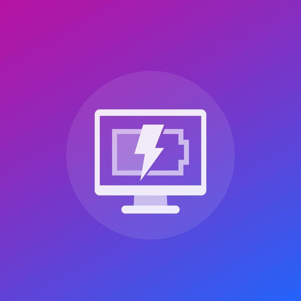 charging battery vector icon with computer