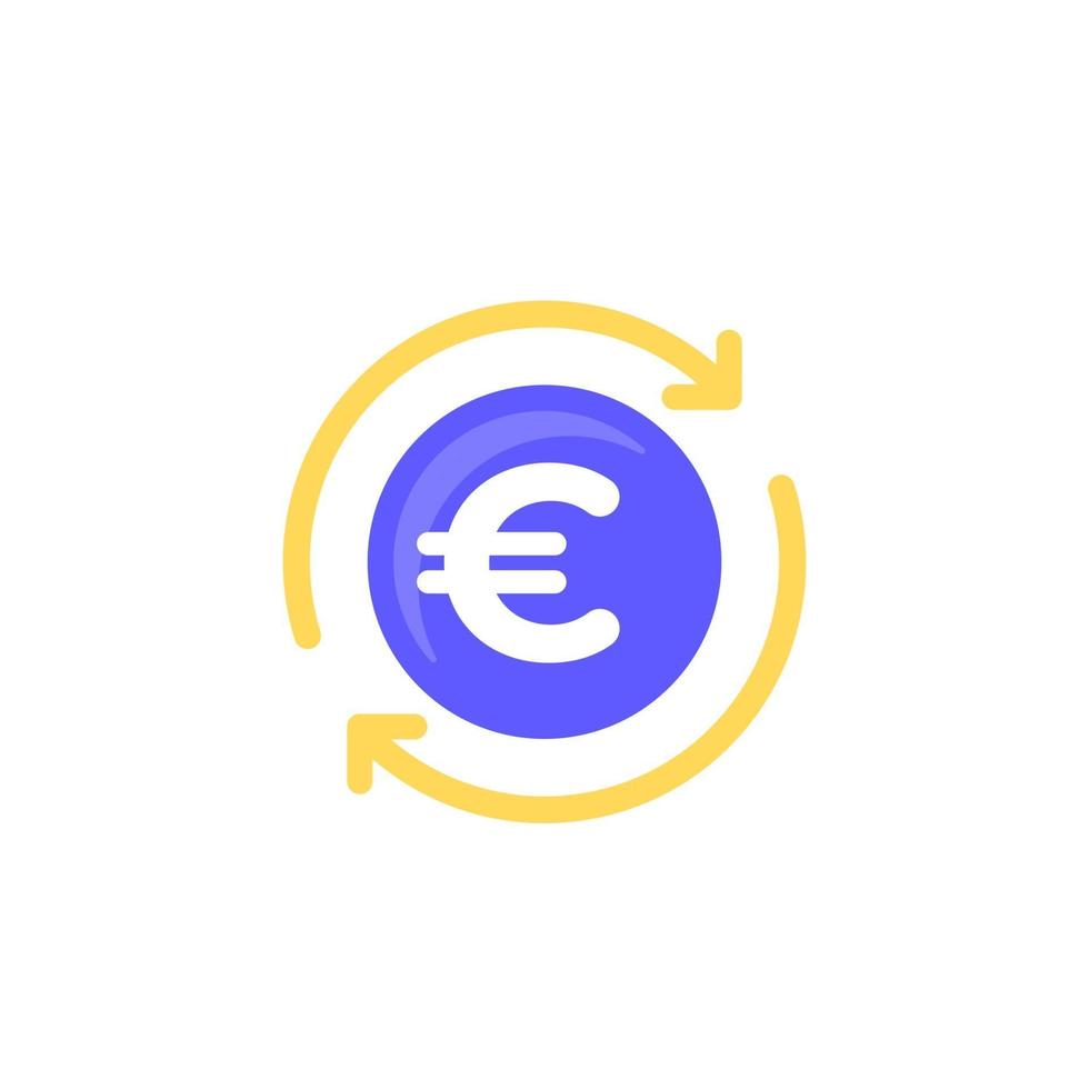 icono de reembolso en euros, vector de línea