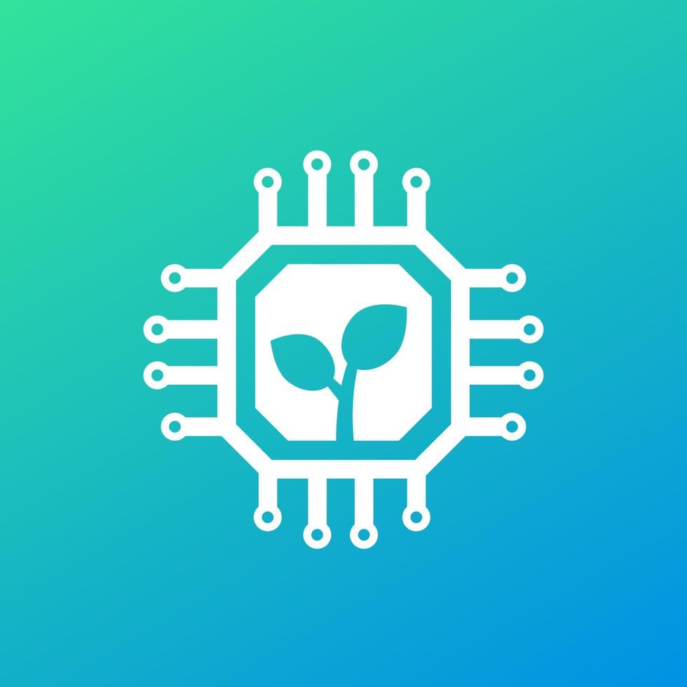 green technology icon with chipset vector