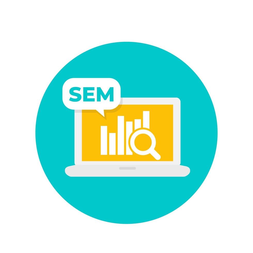 SEM, search engine marketing icon vector