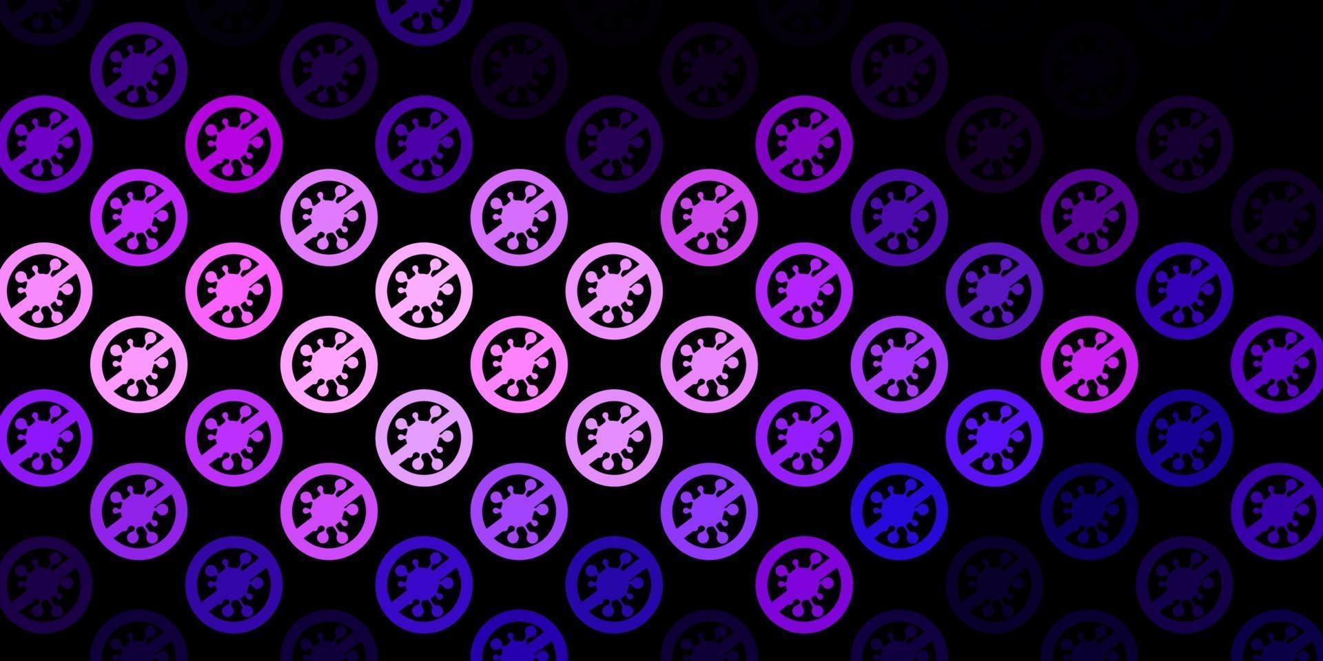 Dark Purple, Pink vector backdrop with virus symbols.