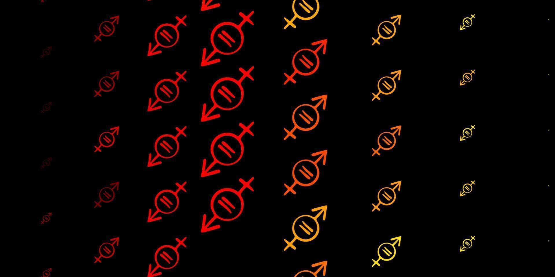 Dark Red, Yellow vector texture with women's rights symbols.
